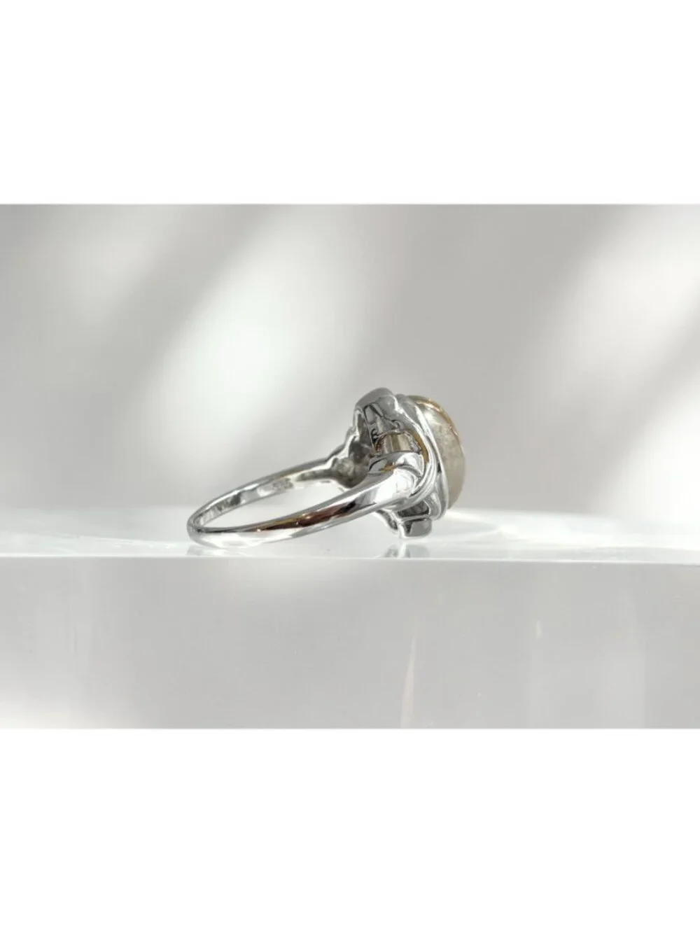 Golden Rutilated Gold Quartz Sterling Silver 925 Solitaire Vintage Ring sz 8.75